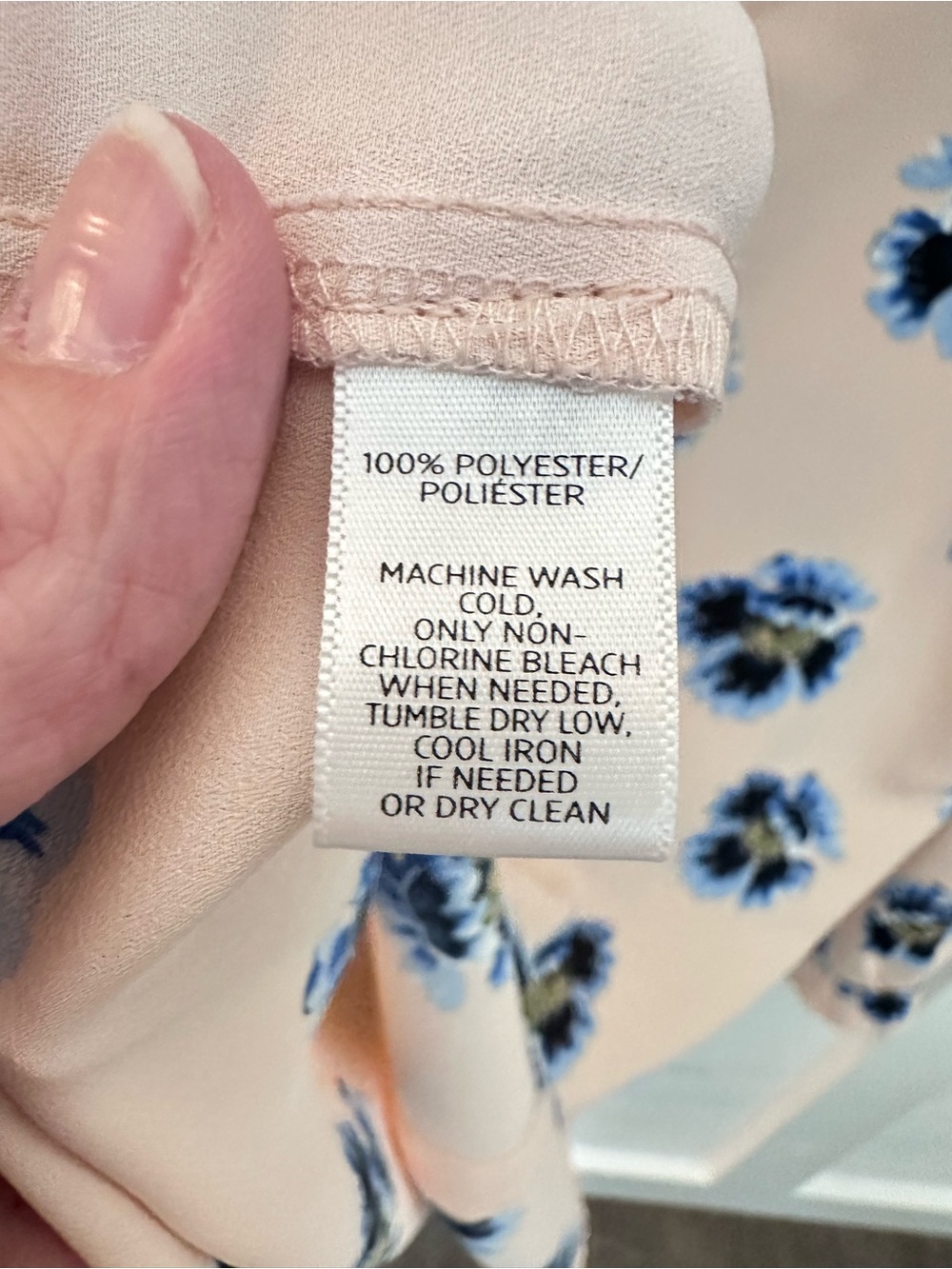 LOFT Blush Pink Blue Floral V-Neck Blouse Long Sleeve Feminine Top Large classic - Picture 8 of 11